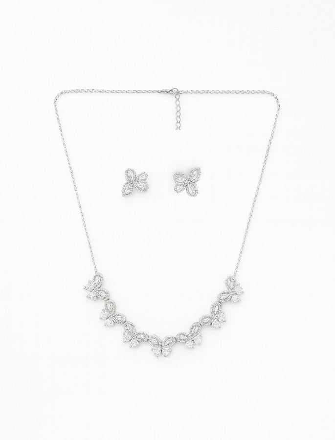 Elegant Butterfly Bloom Set – 925 Sterling Silver Necklace & Earrings