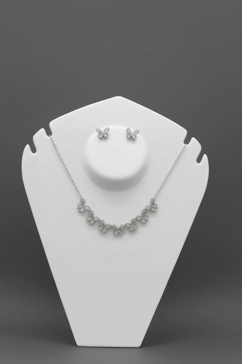 Elegant Butterfly Bloom Set – 925 Sterling Silver Necklace & Earrings