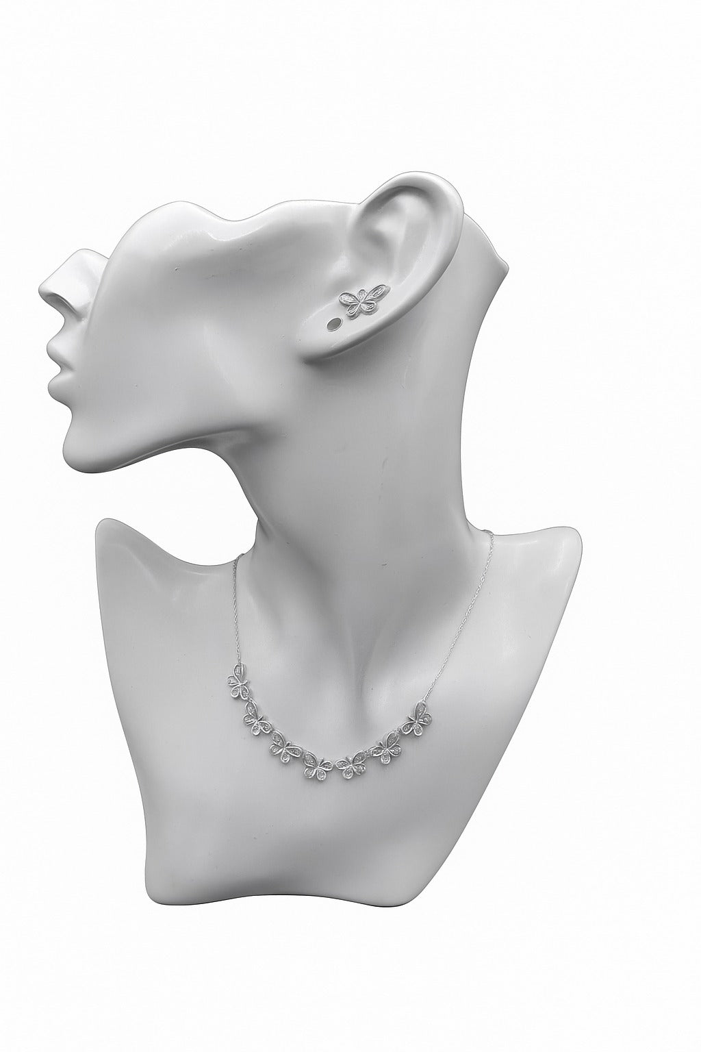 Elegant Butterfly Bloom Set – 925 Sterling Silver Necklace & Earrings