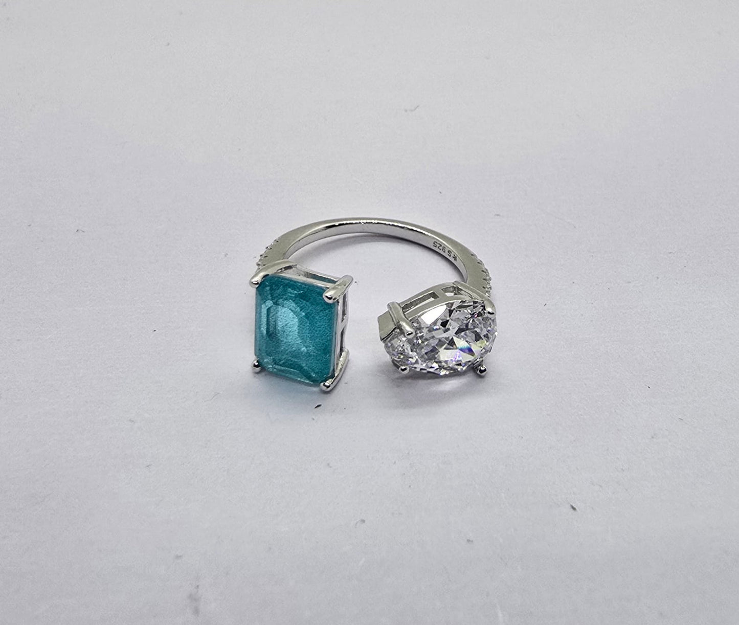 Dual-Stone 925 Sterling Silver Ring
